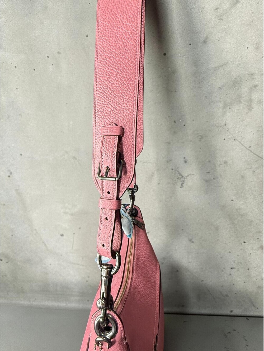 Coach Jes Hobo Handbag Rose Pink Pebble Leather with Floral Scarf Accent - Picture 8 of 14